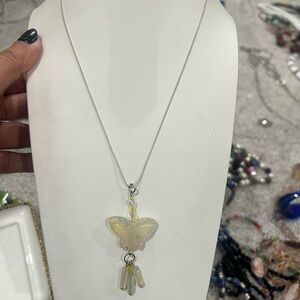 Elegant Butterfly Opalite Pendant Necklace